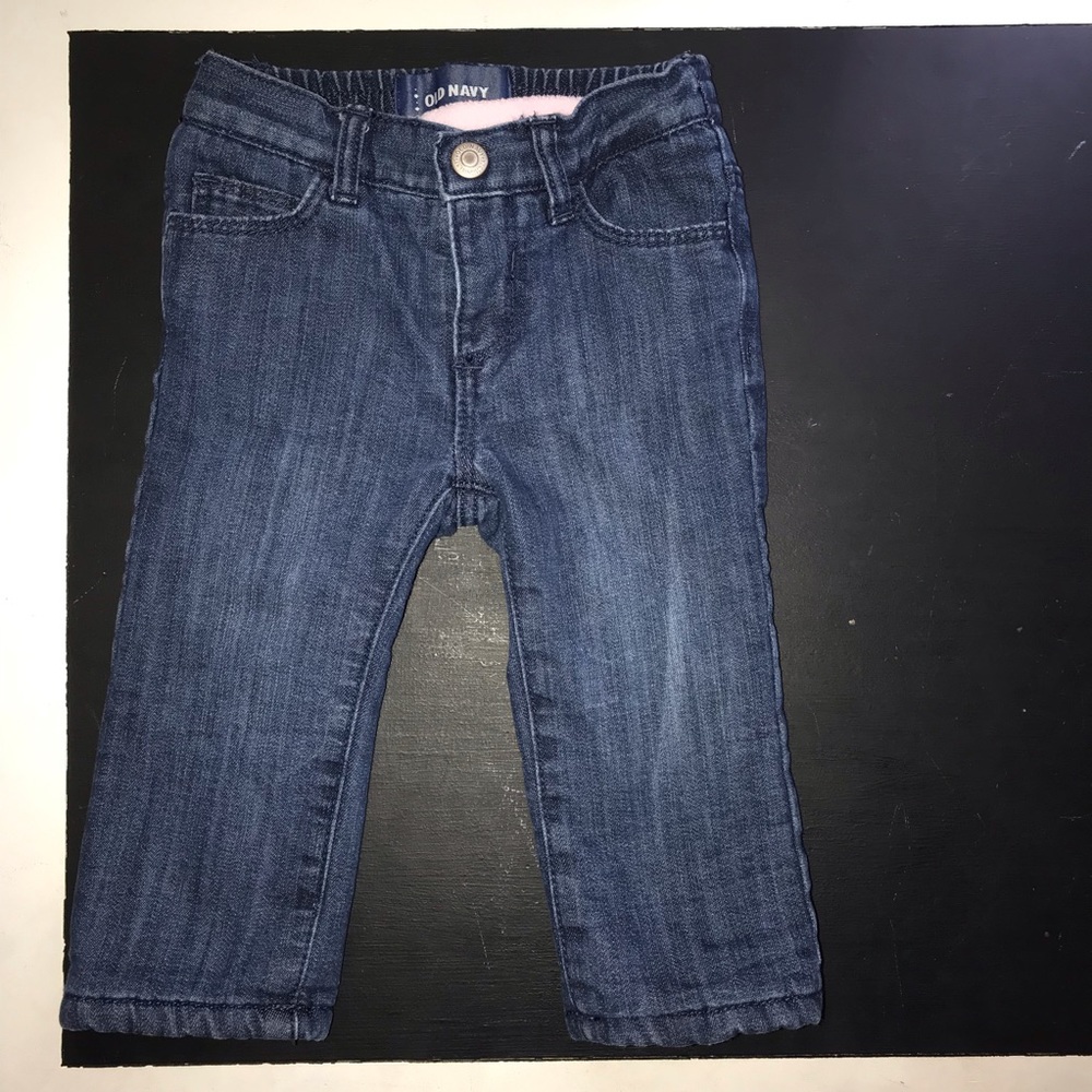 Old Navy fleece lined denim jean leggings 12-18M